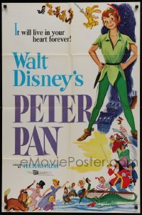 2x328 PETER PAN 1sh R1969 Walt Disney animated cartoon fantasy classic, great full-length art!