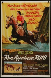 2x338 RUN, APPALOOSA, RUN 1sh 1966 Walt Disney, Adele Palacios, cool horse racing art!