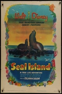 2x341 SEAL ISLAND style A 1sh 1949 cool art from Walt Disney True Life documentary!