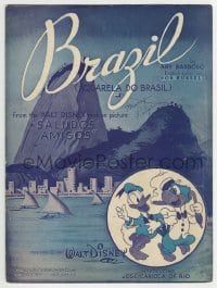 2x590 SALUDOS AMIGOS sheet music 1943 Disney cartoon, Donald Duck & Joe Carioca sing Brazil!