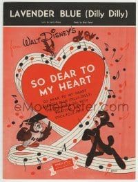 2x593 SO DEAR TO MY HEART sheet music 1949 Walt Disney, great cartoon artwork, Lavender Blue!