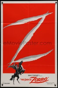 2x343 SIGN OF ZORRO 1sh R1978 Walt Disney, art of masked hero Guy Williams on horseback & giant Z!