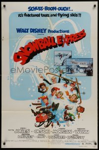 2x349 SNOWBALL EXPRESS 1sh 1972 Walt Disney, Dean Jones, wacky winter fun art!