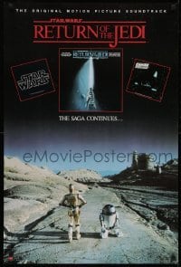 2x142 RETURN OF THE JEDI soundtrack 22x33 music poster 1983 different image of C-3PO and R2-D2!
