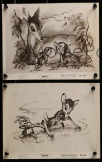 2x728 BAMBI 10 8x10 stills R1948 Walt Disney cartoon deer classic, all with great artwork!