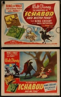 2x471 ADVENTURES OF ICHABOD & MISTER TOAD 8 LCs 1949 BING and WALT wake up Sleepy Hollow with a BANG