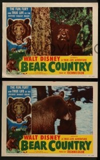 2x532 BEAR COUNTRY 4 LCs 1953 Disney True-Life Adventure, cool bear border artwork and bear images!