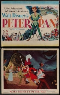 2x497 PETER PAN 8 LCs 1953 Walt Disney, Captain Hook, Wendy, Bobby Driscoll's voice, great images!