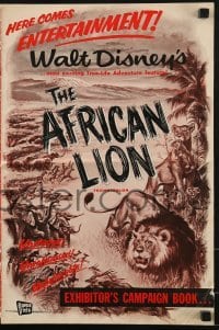 2x549 AFRICAN LION pressbook 1955 Walt Disney jungle safari documentary, cool artwork!