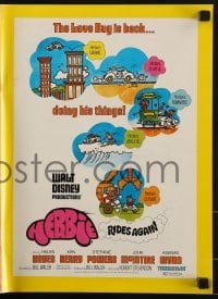 2x559 HERBIE RIDES AGAIN pressbook 1974 Disney, Volkswagen Beetle, the Love Bug is doing his thing!