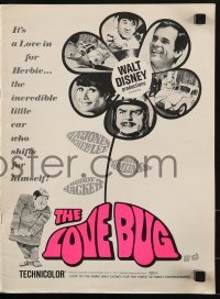 2x562 LOVE BUG pressbook 1969 Disney, Dean Jones drives Volkswagen Beetle race car Herbie!