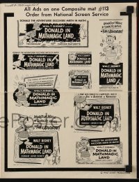 2x587 DONALD IN MATHMAGIC LAND press sheet 1959 Walt Disney cartoon, great images of Donald Duck!