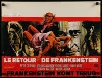 2y476 FRANKENSTEIN MUST BE DESTROYED Belgian 1970 Ray artwork of Peter Cushing, monster & sexy girl