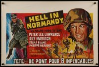 2y486 HELL IN NORMANDY Belgian 1968 Guy Madison, Peter Lee Lawrence, cool WWII art!