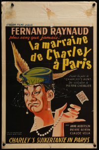 2y496 LA MARRAINE DE CHARLEY Belgian 1959 wacky completely different art of Fernand Raynaud!