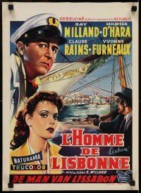 2y502 LISBON Belgian 1956 Ray Milland & Maureen O'Hara in the city of intrigue & murder!