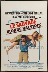 2y504 LOVERS LIKE US Belgian 1976 wacky art of Yves Montand & Catherine Deneuve, Le Sauvage!