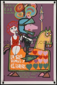 2y158 FRAU VENUS UND IHR TEUFEL Cuban R1990s wacky art of knight on horse by Eduardo Munoz Bachs!