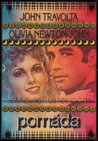 2y259 GREASE Czech 12x16 1980 art of John Travolta & Olivia Newton-John in the classic musical!