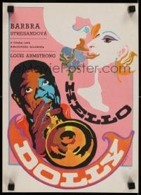 2y261 HELLO DOLLY Czech 11x16 1970 Streisand & Armstrong playing trumpet by Galova-Vodrazkova!