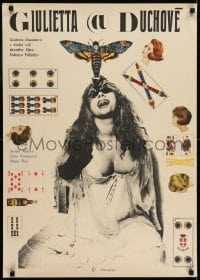 2y242 JULIET OF THE SPIRITS Czech 23x32 1969 Fellini, Grygar, poker cards, moth, wildly different!