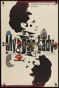 2y245 MY FAIR LADY Czech 21x32 1967 different art of Audrey Hepburn & Rex Harrison by Kaplan!