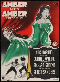 2y288 FOREVER AMBER Danish 1950 sexy Linda Darnell, Cornel Wilde, directed by Otto Preminger!