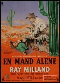 2y300 MAN ALONE Danish 1955 art of star & director Ray Milland, lynch mob!