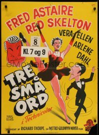 2y321 THREE LITTLE WORDS Danish 1951 Gaston art of Astaire, Skelton & sexy dancing Vera-Ellen!