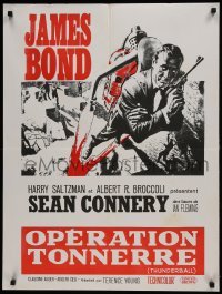 2y180 THUNDERBALL French 24x31 R1960s art of Sean Connery as secret agent James Bond 007!