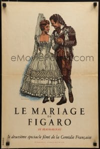 2y190 MARRIAGE OF FIGARO French 16x24 1959 French Mozart comedy, artwork by Jean Garcia!