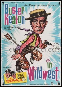 2y127 GO WEST German R1963 cool artwork of star & director Buster Keaton!