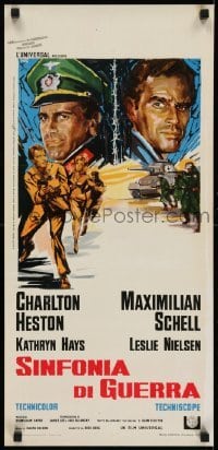 2y917 COUNTERPOINT Italian locandina 1968 Charlton Heston, Maximilian Schell, different art by Avelli!