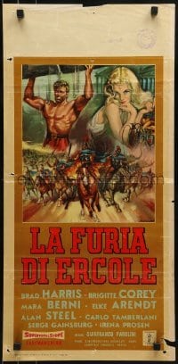 2y930 FURY OF HERCULES Italian locandina 1963 La Furia di Ercole, cool Gasparri sword & sandal art!