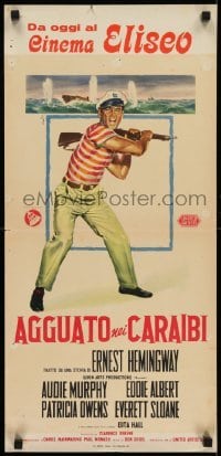 2y933 GUN RUNNERS Italian locandina 1959 Audie Murphy, Don Siegel, Hemingway, Nistri art!