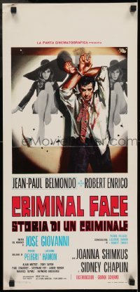 2y939 HO! Italian locandina 1968 different Symeoni art of Jean-Paul Belmondo w/gun, Criminal Face!