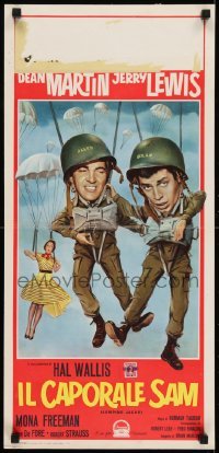 2y945 JUMPING JACKS Italian locandina R1960 image of Army paratroopers Dean Martin & Jerry Lewis!