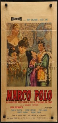 2y959 MARCO POLO Italian locandina 1962 cool different art of Rory Calhoun and cast by Mauro Colizzi!
