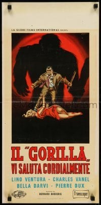 2y960 MASK OF THE GORILLA Italian locandina 1959 Le Gorille Vous Salue Bien, artwork by Symeoni!