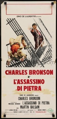 2y988 STONE KILLER Italian locandina 1973 Casaro art of Charles Bronson shooting guy on fire escape!