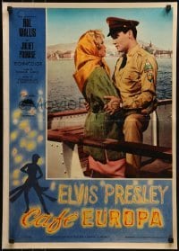 2y879 G.I. BLUES Italian 20x28 pbusta 1961 soldier Elvis Presley with Juliet Prowse on boat!