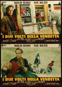 2y871 ONE EYED JACKS group of 6 Italian 18x26 pbustas R1970s cowboy star & director Marlon Brando!