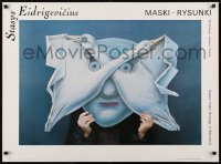 2y834 STASYS EIDRIGEVICIUS exhibition Polish 26x36 1987 swan mask by Stasys Eidrigevicius!