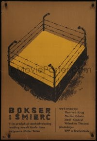 2y711 BOXER Polish 23x34 1964 Nazi concentration camp, artwork of 'boxing ring' by Jerzy Flisak!