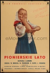 2y733 HAPPY CHILDHOOD Polish 23x34 1953 Tamara Lavrova, cool image of smiling child!