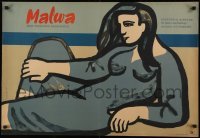 2y750 MALVA Polish 23x34 1958 great Hanna Bodnar art of sexy Dzidra Ritenberga on beach!