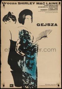 2y759 MY GEISHA Polish 23x34 1962 Asian Shirley MacLaine, Montand, Robinson, Jacek Neugebauer art!
