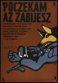 2y767 POCKAM, ZA ZABIJES Polish 23x33 1973 Stanislav Cerny, Jerzy Flisak art of soldier & dog!