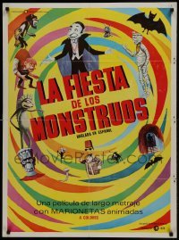 2y087 MAD MONSTER PARTY Spanish 1968 great artwork of animated Dracula, Mummy & Igor!