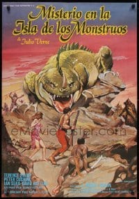 2y089 MYSTERY ON MONSTER ISLAND Spanish 1981 Terence Stamp, Peter Cushing, fantasy art!